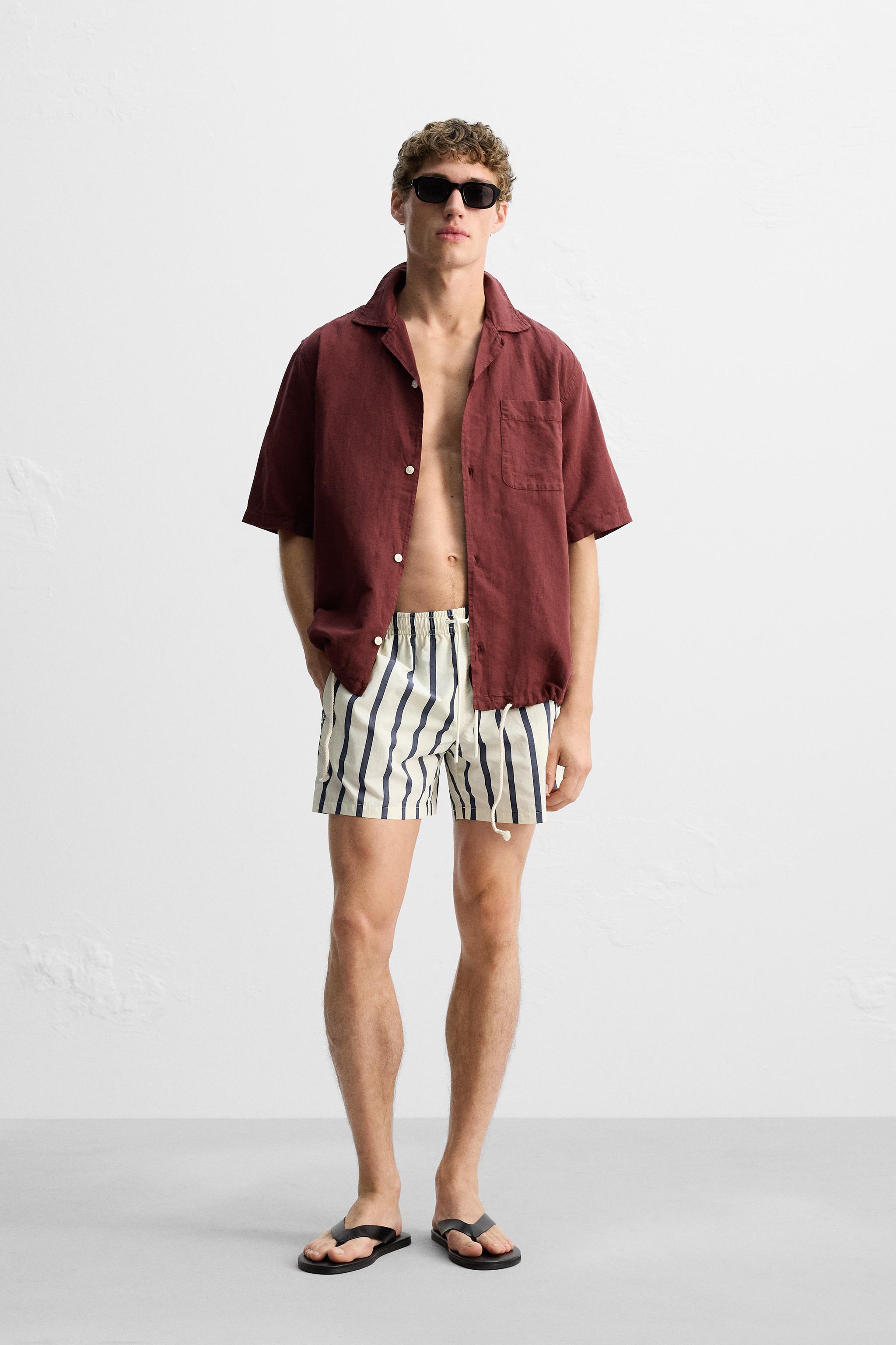 ストライプ柄ミディアム丈スイムウェア - ネイビーブルー | ZARA