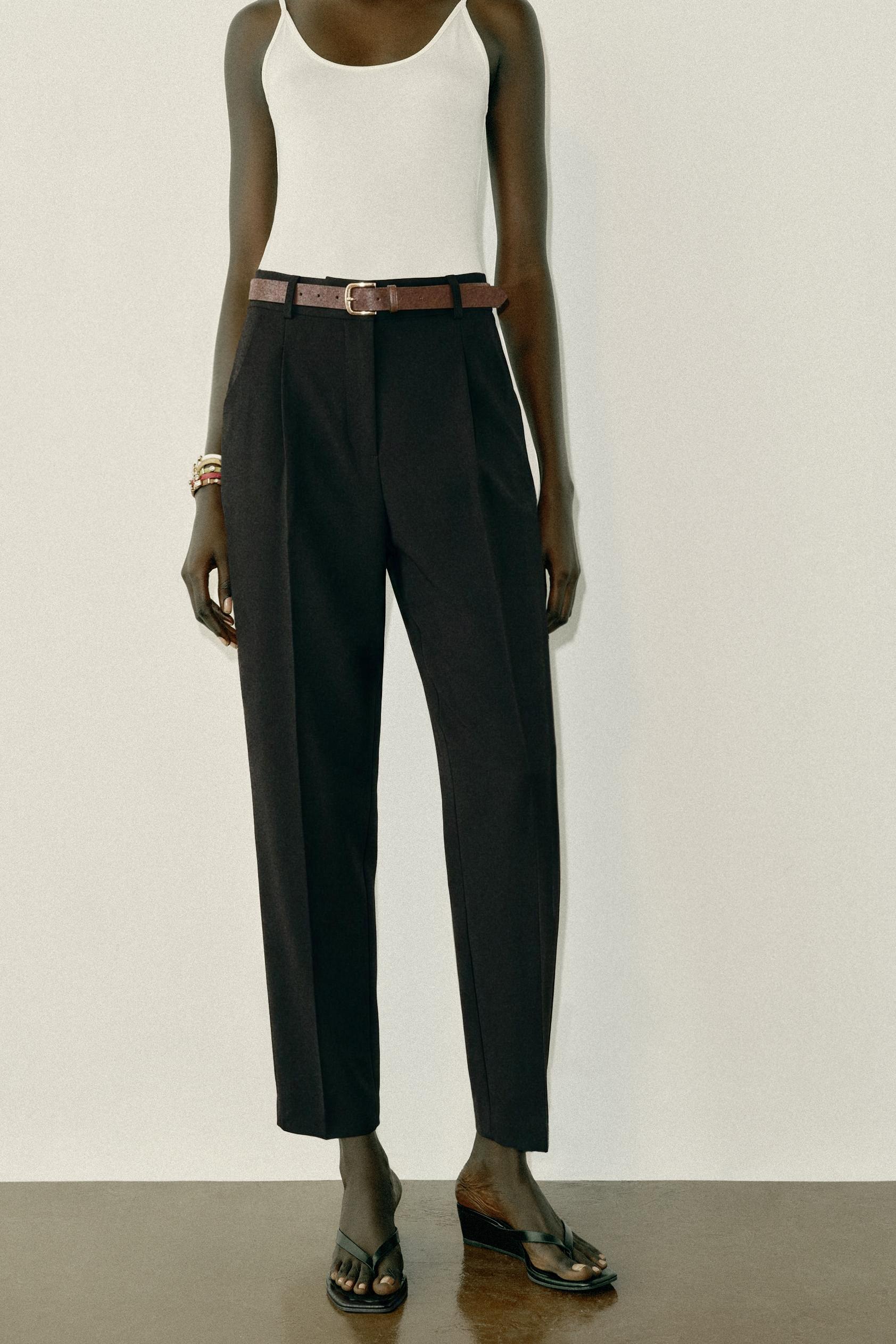 Женские брюки Zara BELTED ANKLE PANTS — фото 2