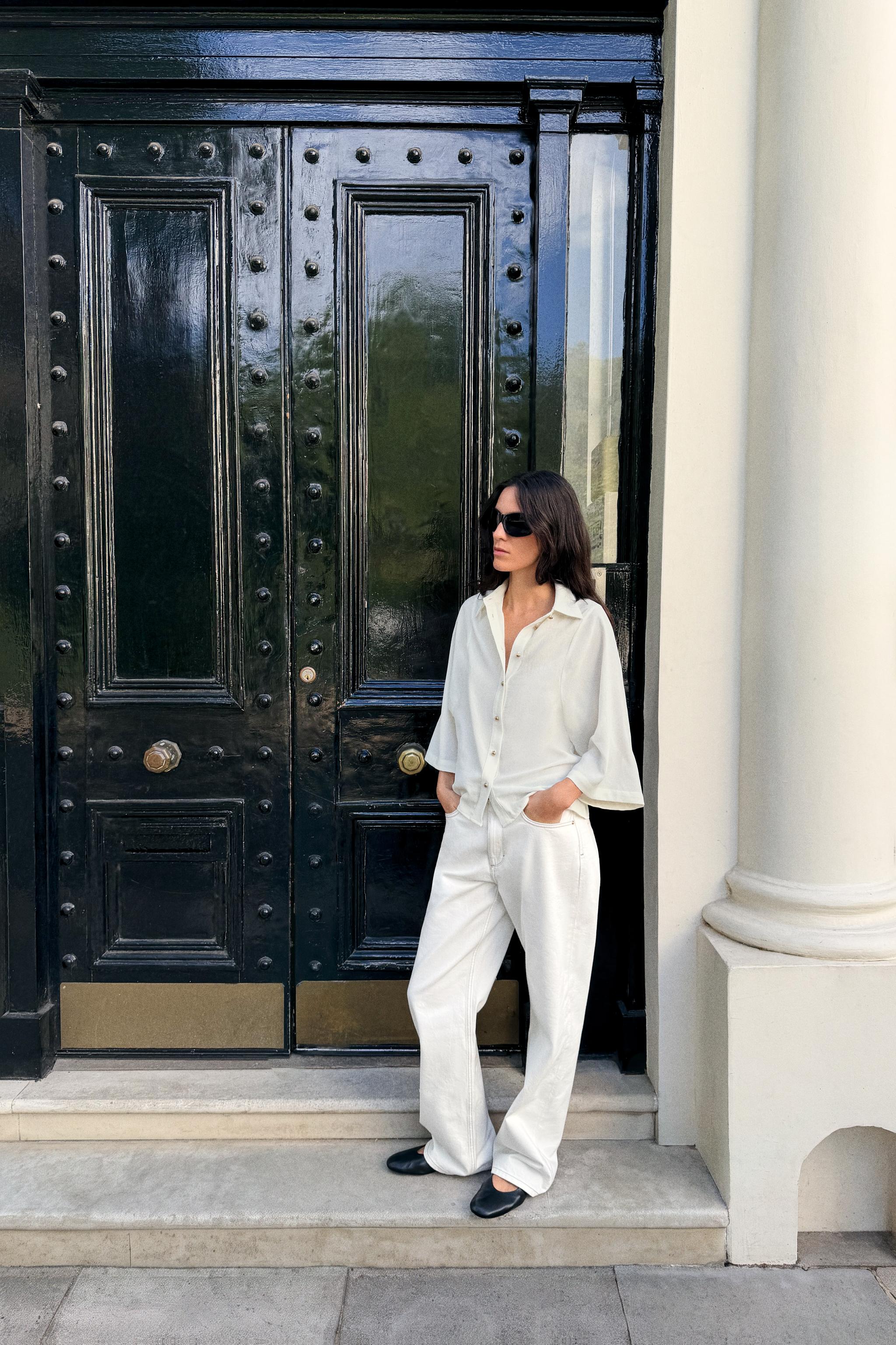 CAPE SLEEVE SHIRT — Ecru