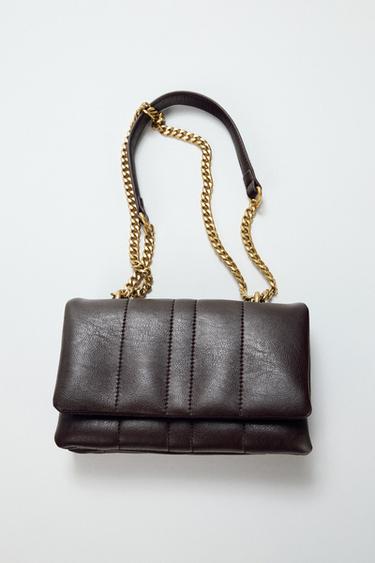 Zara PROŠIVENA MINI TORBA ZA NOŠENJE PREKO TIJELA – čokolada