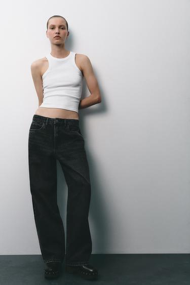 ZW COLLECTION STRAIGHT LOW-RISE JEANS - Black by Zara - Image 0