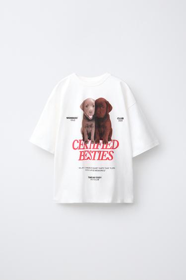 Zara DOG PHOTO T-SHIRT - White