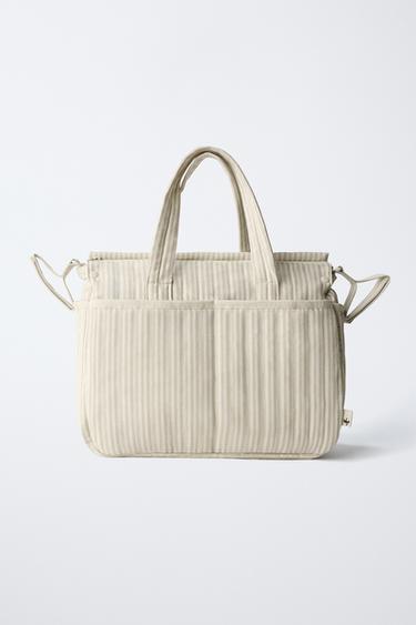 Zara STRIPED MATERNITY BAG - Camel Brown