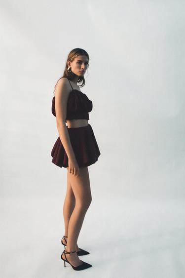 Zara BALLOON STRAP TOP - Wine