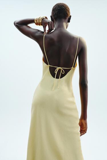 ROBE MIDI STYLE LINGERIE AVEC RAMIE - Jaune de Zara - Image 1