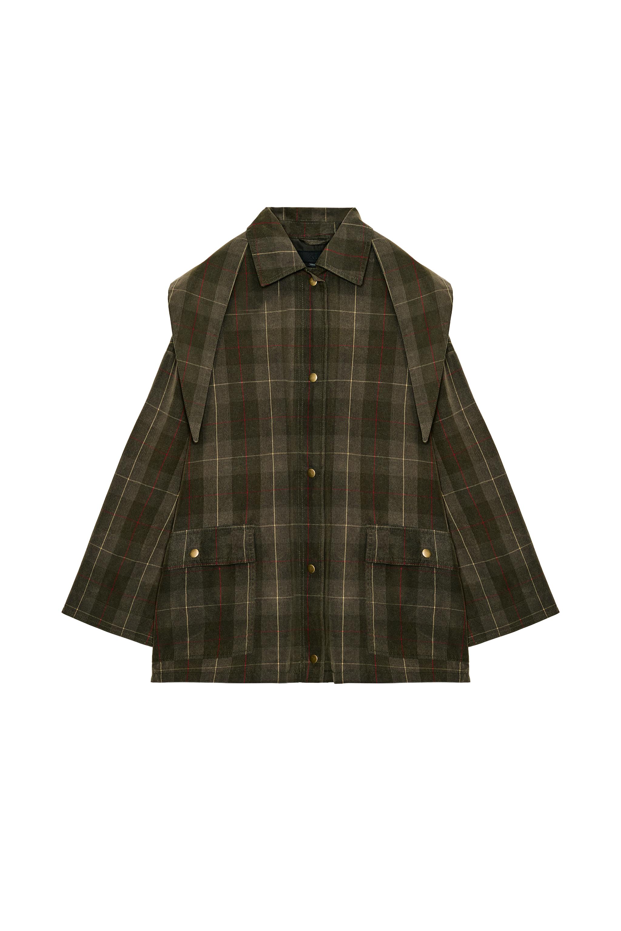 ZW COLLECTION WAXED JACKET WITH SCARF - Dark khaki | ZARA South Africa