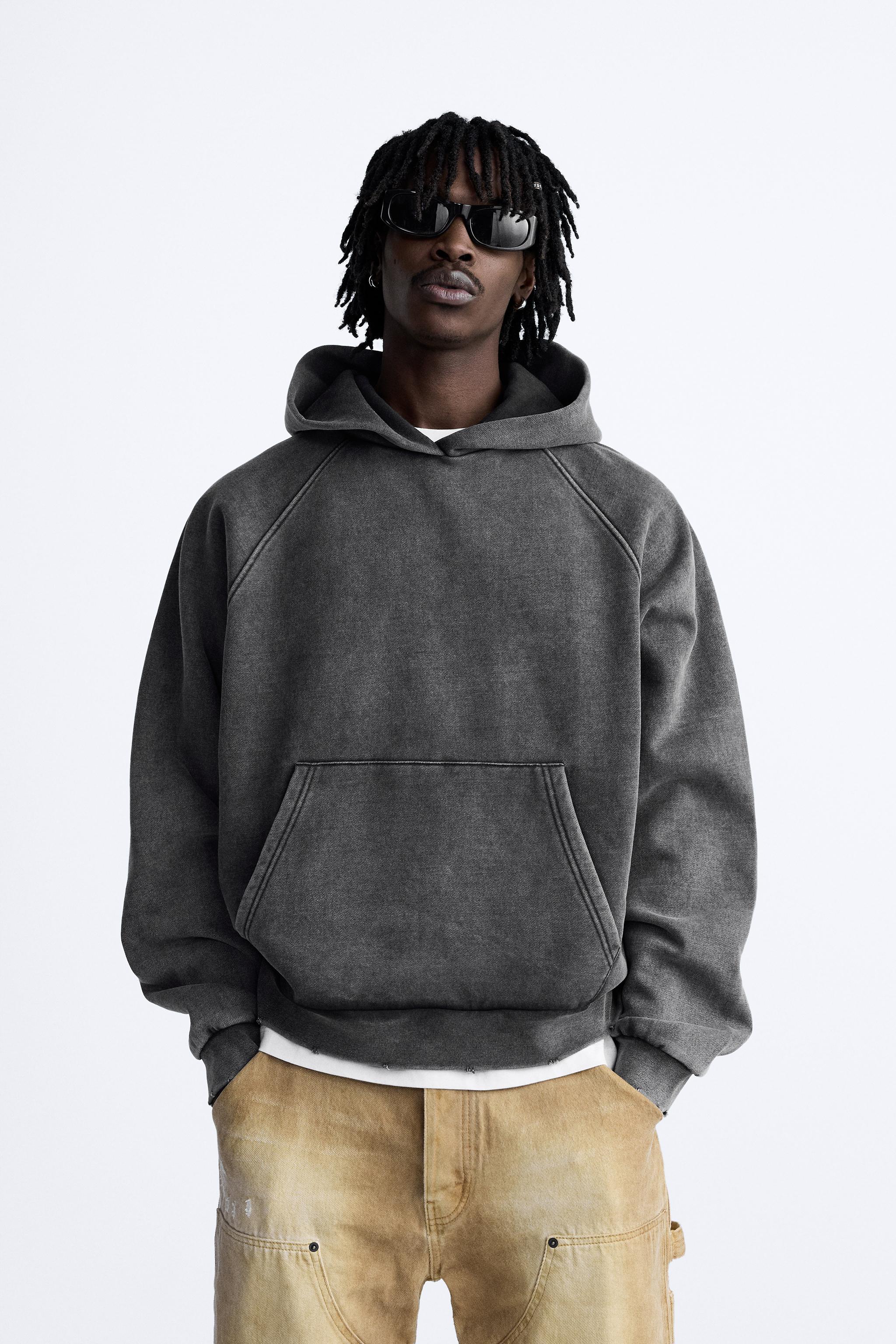 BOXY FIT HOODED SWEATSHIRT - Anthracite grey | ZARA United States