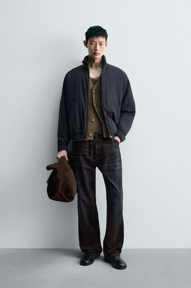 テクニカルキルティングジャケットネイビーブルーZaraのテクニカルキルティングジャケット - ネイビーブルー 