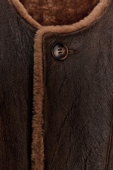 MANTEAU 100 % CUIR RÉVERSIBLE - Marron de Zara - Image 11