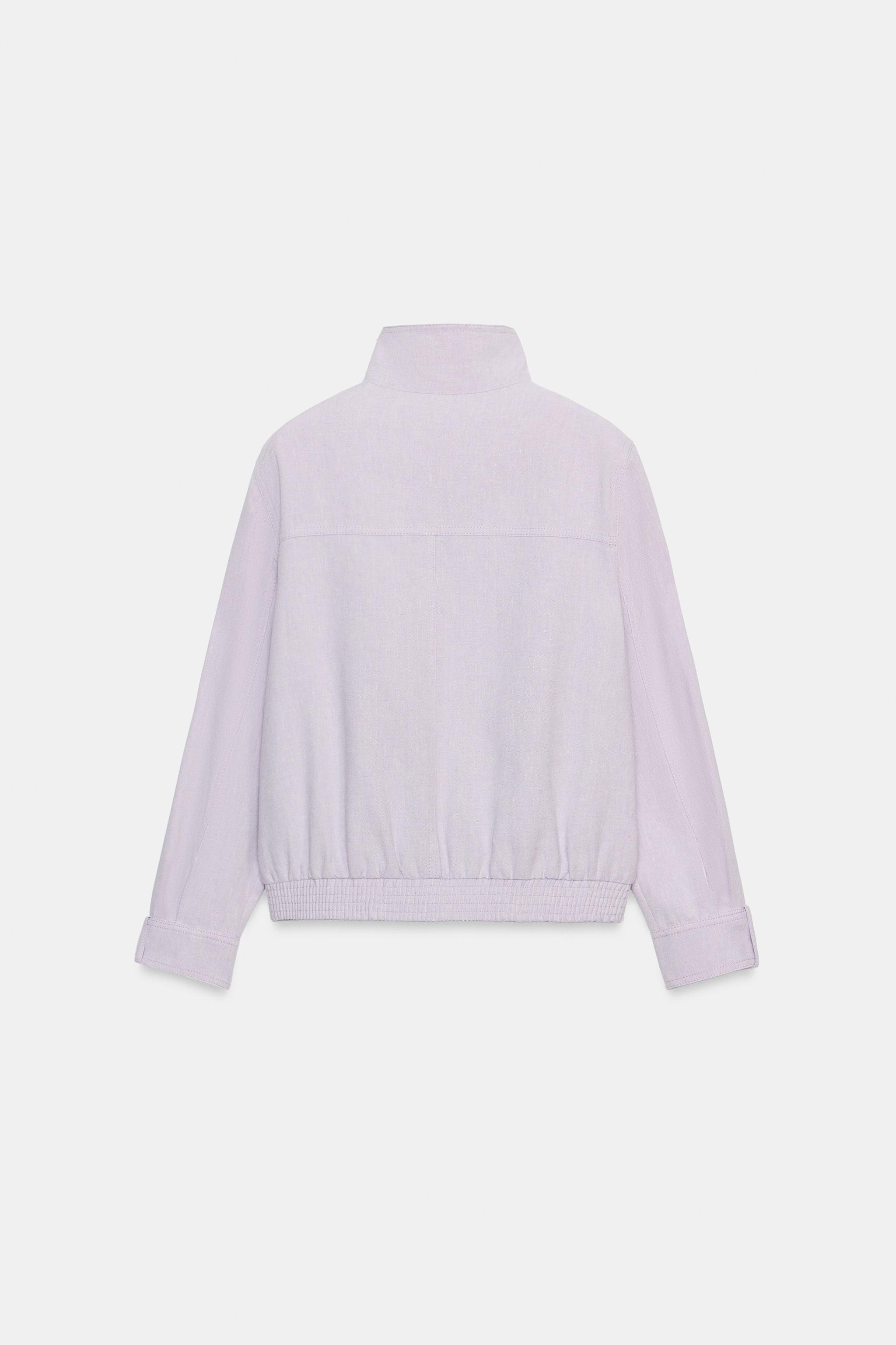 Женские куртки Zara LINEN BLEND BOMBER JACKET ZW COLLECTION — фото 8