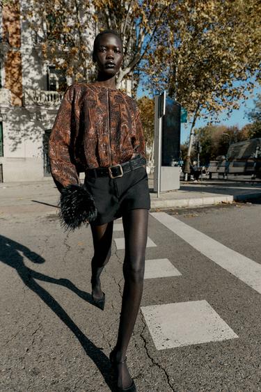 FALDA PANTALÓN CINTURÓN - Negro de Zara