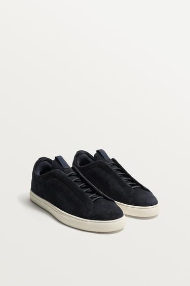 ZAPATILLA PIEL - Azul de Zara