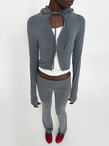 Zara SEAMLESS CROPPED SWEATSHIRT - Gray marl