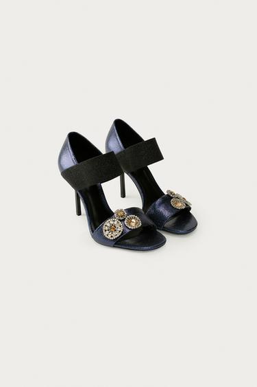 SANDÁLIA DE SALTO DE COURO MARISA BERENSON X ZARA - Azul da Zara