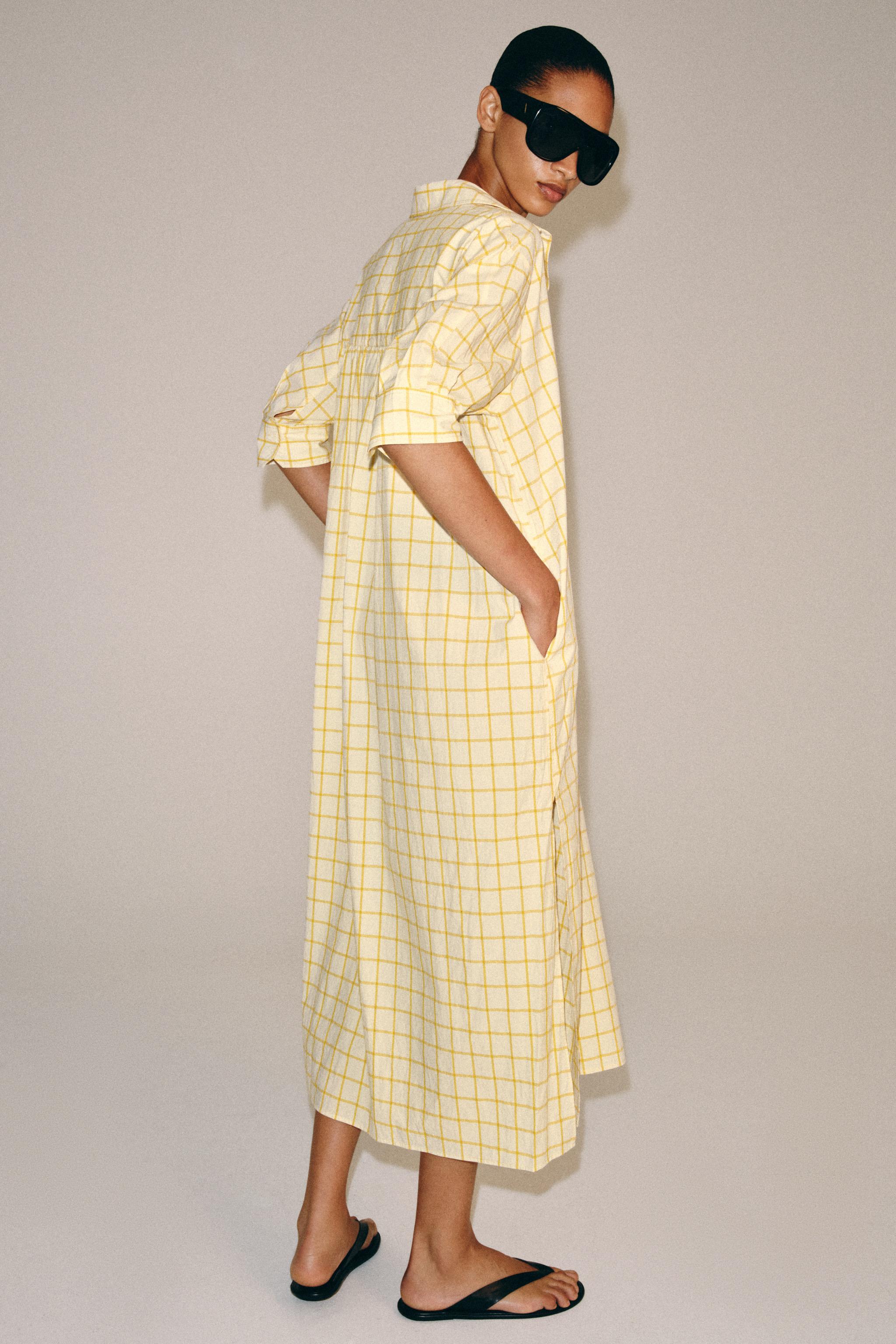 Женские платья Zara ZW COLLECTION CHECKED SHIRT DRESS — фото 7
