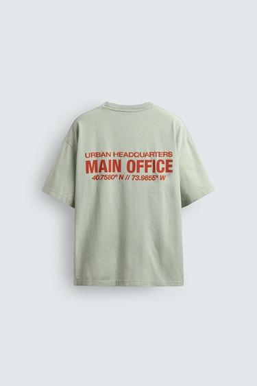 T-SHIRT LAVÉ À INSCRIPTIONS IMPRIMÉES - Vert d'eau de Zara - Image 6