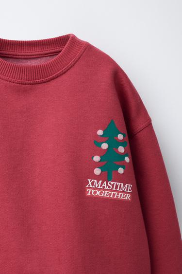 SWEAT ARBRE DÉCORÉ FLOQUÉ - Rouge de Zara - Image 2