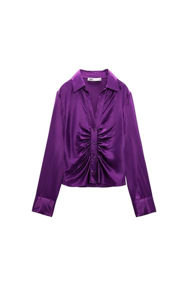SATIN SHIRT WITH PLEATS