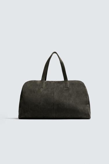 BOLSO DE VIAJE PIEL XL - Gris de Zara