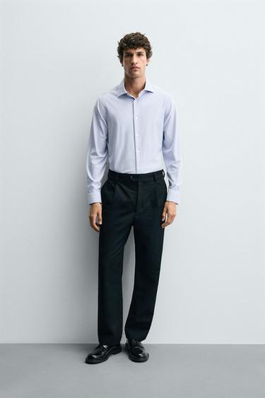 Zara 標準版襯衫 - 藍色 / 白色