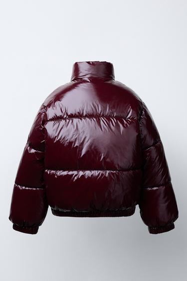 VESTE REMBOURRÉE FINITION BRILLANTE - Grenat de Zara - Image 3