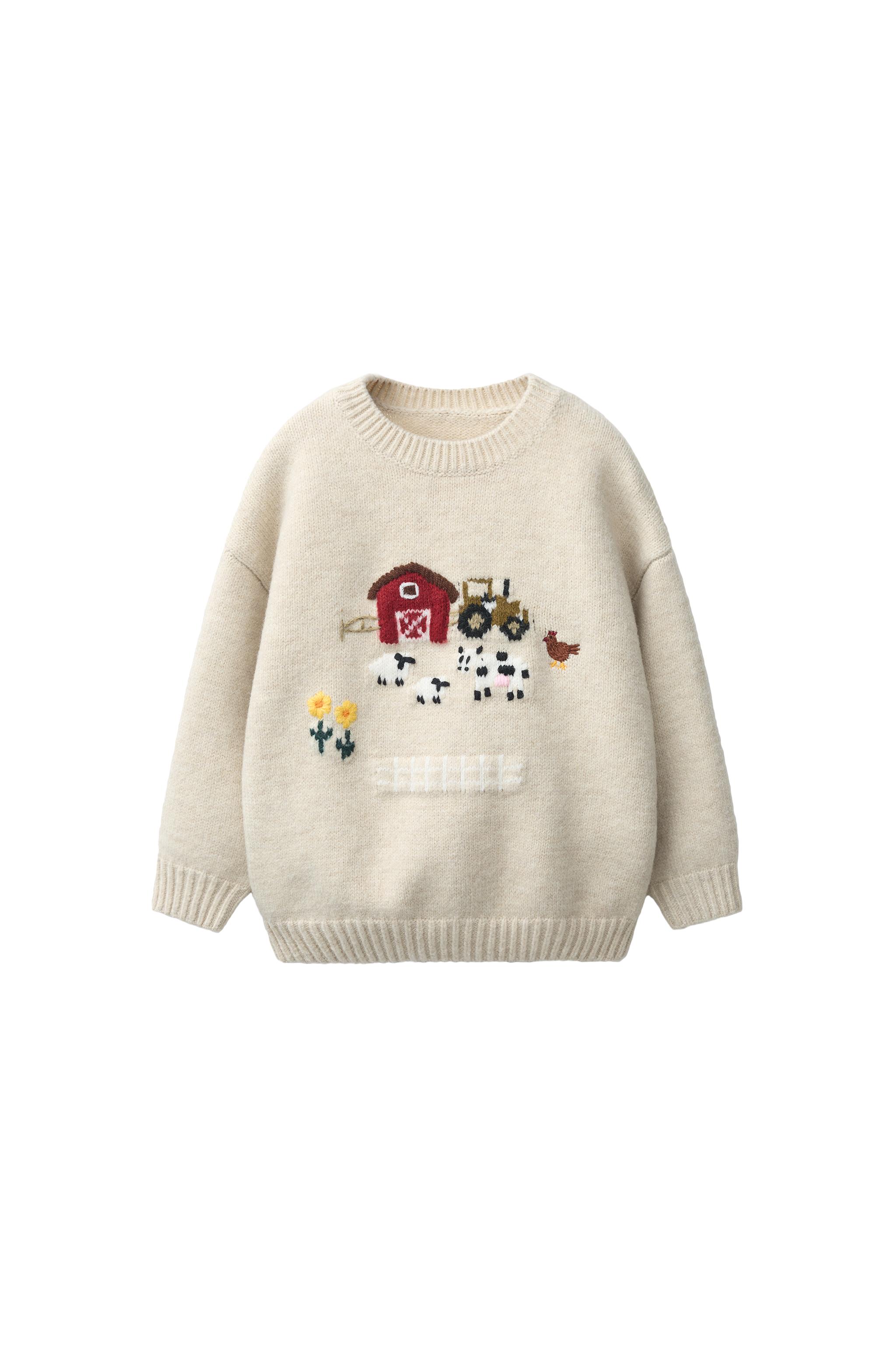 FARM EMBROIDERY KNIT SWEATER