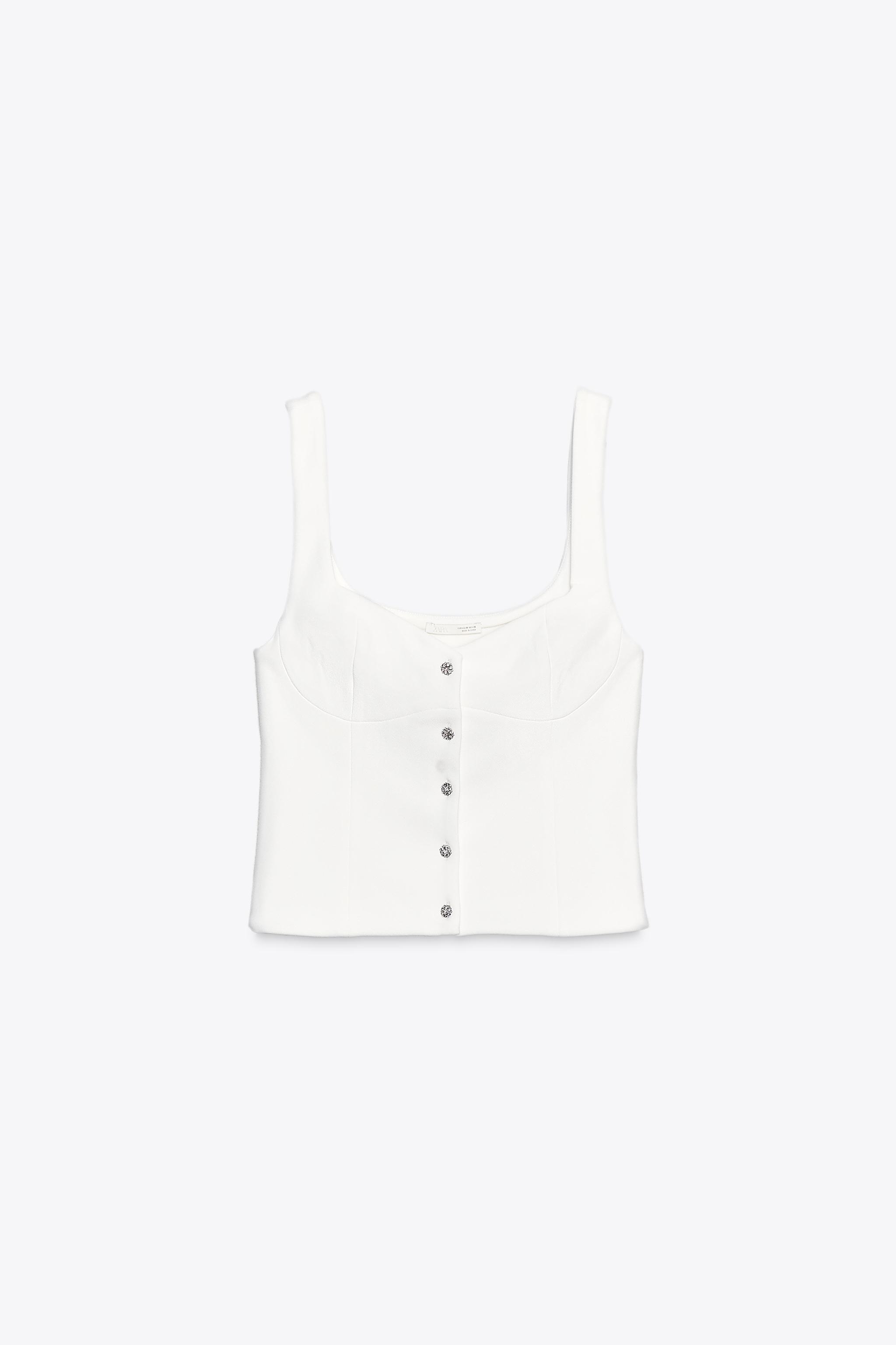 TOP EN CRÊPE À BOUTONS BIJOUX