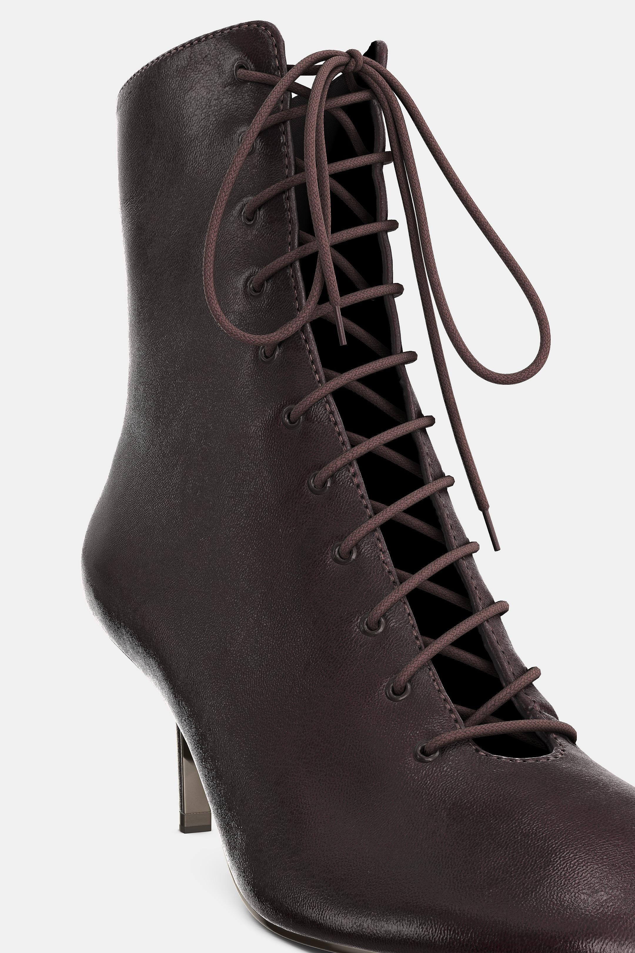 Zara LEATHER KITTEN ANKLE BOOTS - Brown