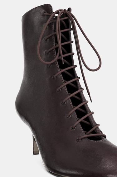 LEATHER KITTEN ANKLE BOOTS - Brown by Zara - Image 6