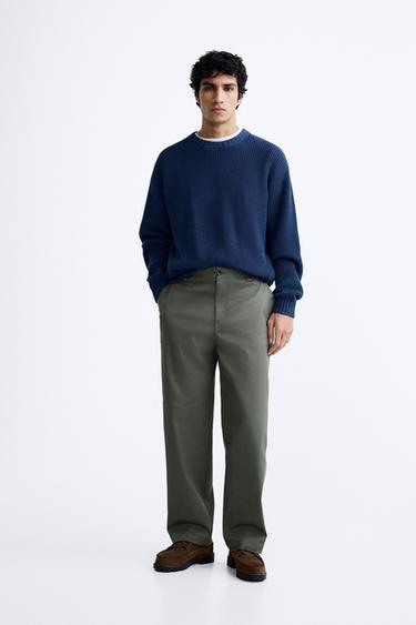 БРЮКИ СО ШЛЕВКАМИ НА ПОЯСЕ — СЕРО-СИНИЙ от Zara — изображение 0