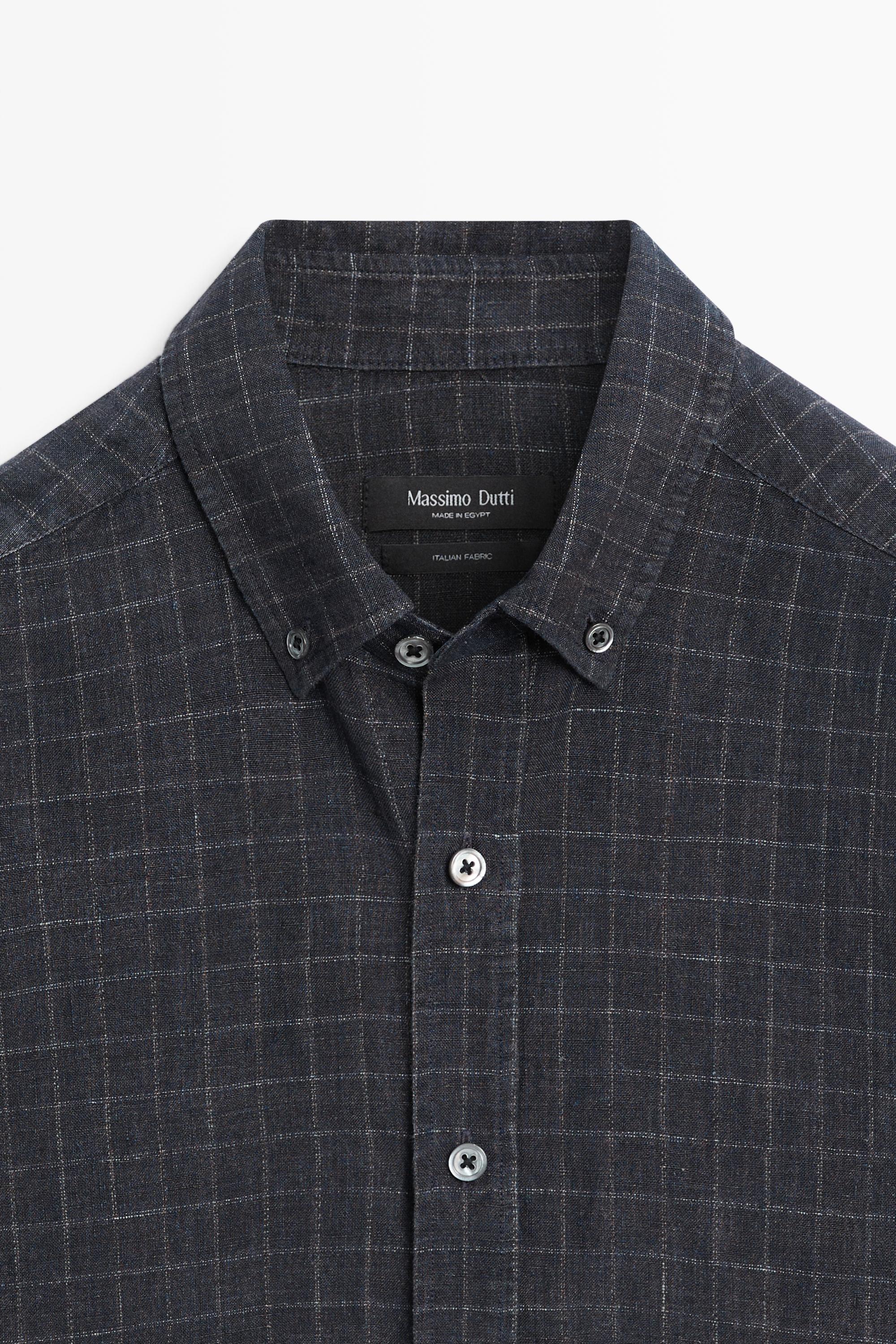 Chemise à carreaux regular fit 100 % lin
