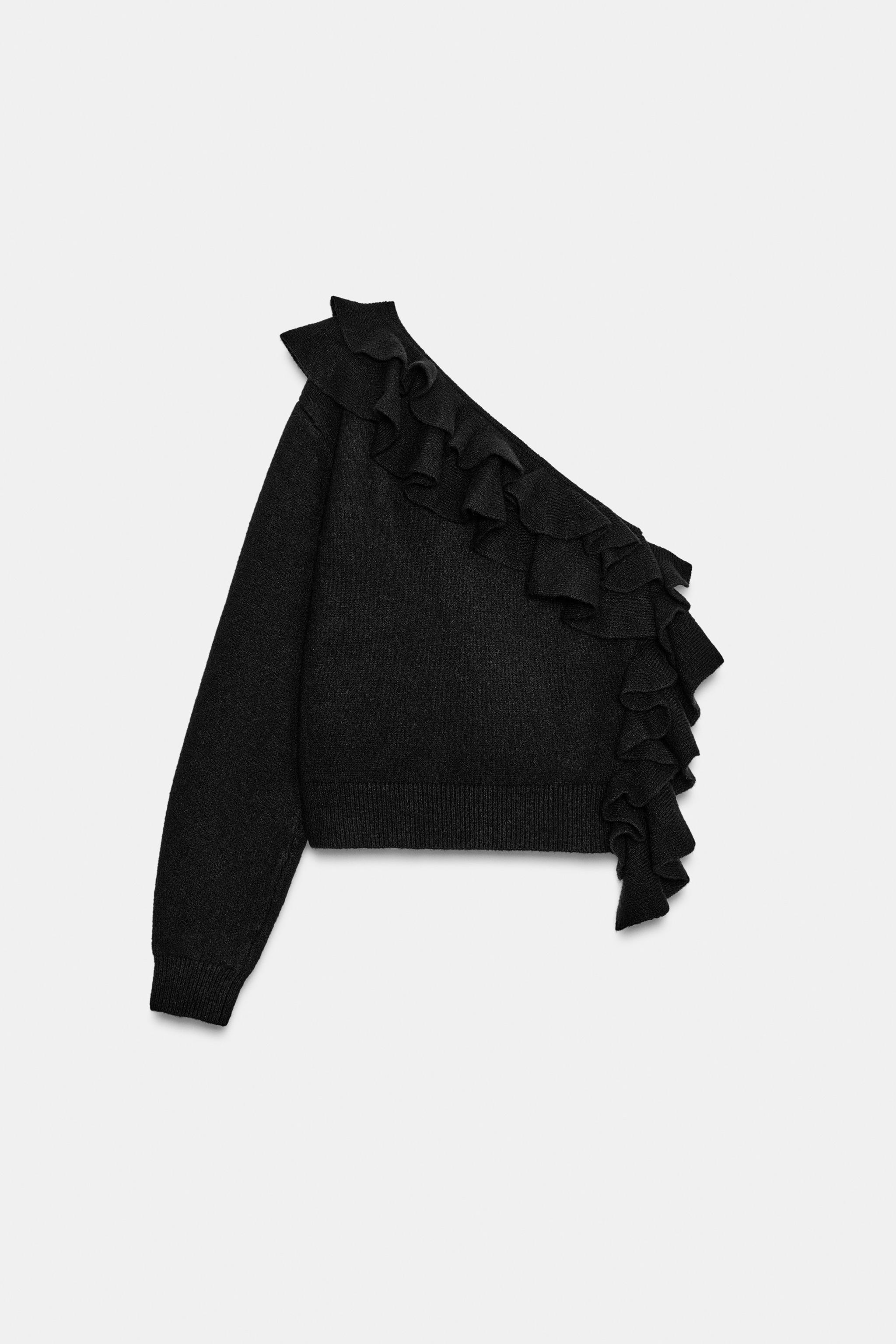 ASYMMETRIC RUFFLED KNIT JUMPER