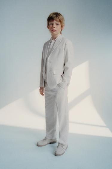 Zara LINEN COTTON SUIT JACKET - Light beige