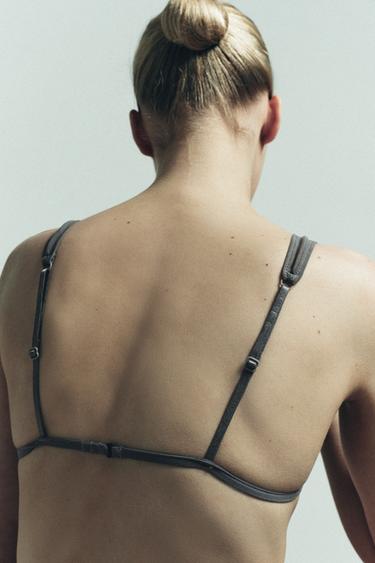 CONTRAST TRIANGLE TULLE BRA - Greys by Zara - Image 5