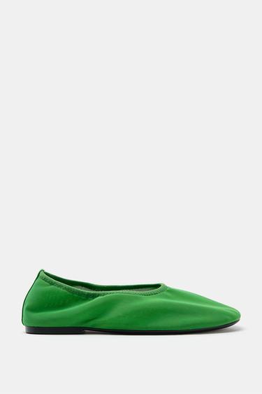 MESH BALLET FLATS - Green by Zara