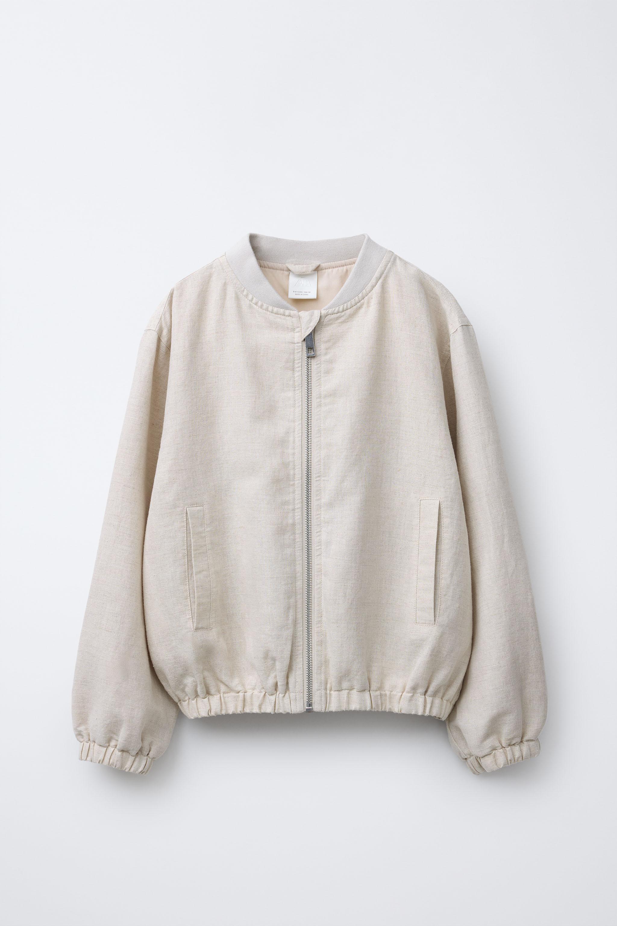 【未使用品】 Theory AIRY COTTON SHEER BOMBER COTTON LINEN BOMBER JACKET - Mid-ecru | ZARA South Africa