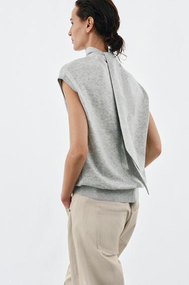 KNIT VEST WITH BOW - Light grey by Zara - Image 2