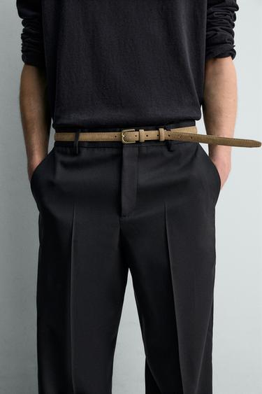 Zara LIMITED EDITION SPLIT LEATHER BELT - Beige - Image 0