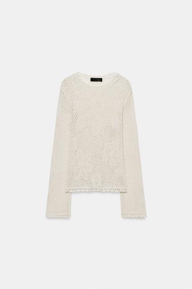 PULL EN MAILLE POINTELLE - Sable de Zara - Image 4