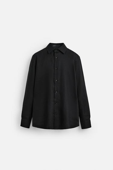 Zara 100% 亞麻襯衫 - 黑色
