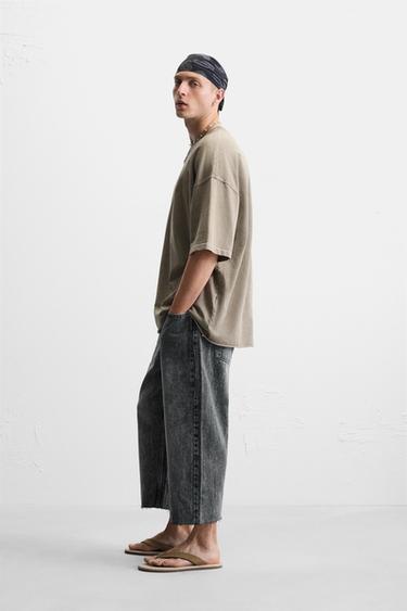 BERMUDA EN DENIM COUPE DÉCONTRACTÉE ET LARGE - Charbon de Zara - Image 3