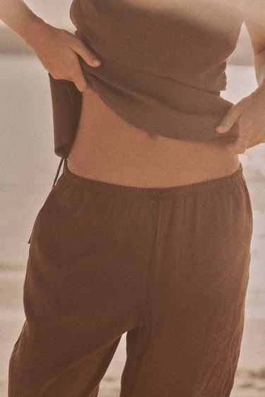 FLOWING TROUSERS - Chocolate brown by Zara - Image 4