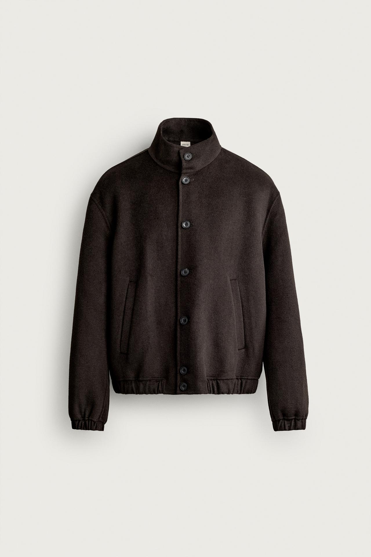 WOOL-BLEND DOUBLE-FACED JACKET — Brown