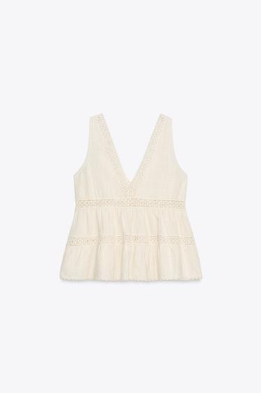 TOP RUSTIQUE ENTRE-DEUX - Écru de Zara - Image 6