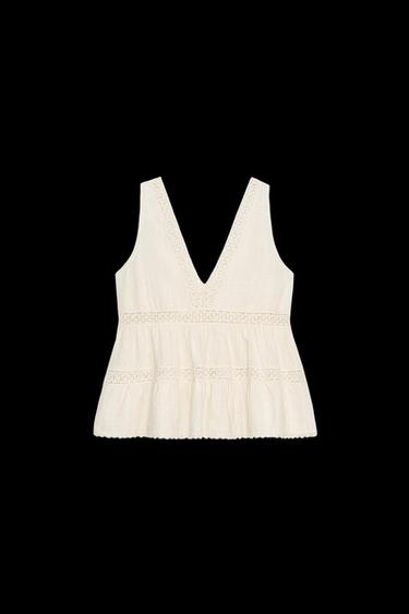 RUSTIC ENTREDEUX TOP - Ecru by Zara