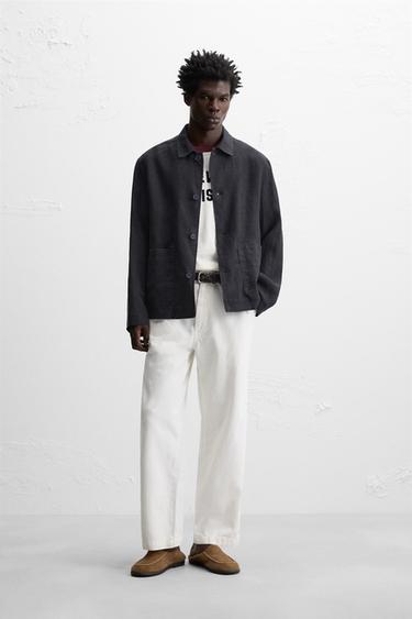 Zara 100% LINEN JACKET - Navy blue - Image 0