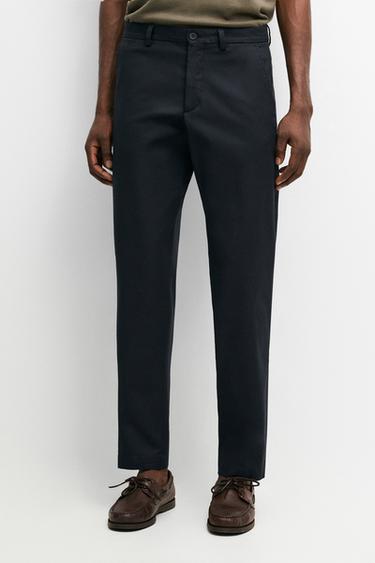Cotton blend slim fit pants — Navy blue 2