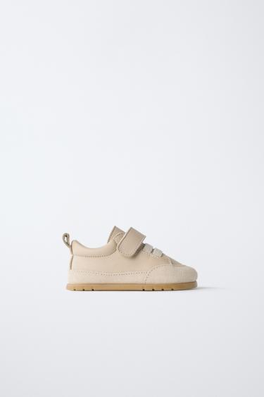 Zara BAREFOOT LEATHER SNEAKERS - Sandy Brown