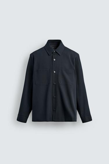 RELAXED FIT OVERSHIRT WITH POCKETS - Navy blue by Zara