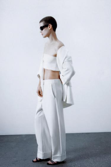 BLAZER MANGA REMANGADA - Blanco roto de Zara